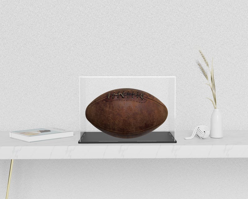 HEMYLU Football Display Case, HEMYLU Acrylic Display Box with Matt Black Base Compatible with Full Size Football, UV Protected Clean Football Case with Lid Design (12x8x8 inch) - Image 2